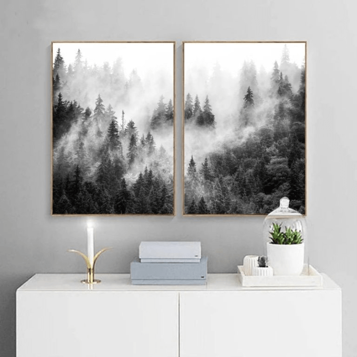 Black and white living room wall decor