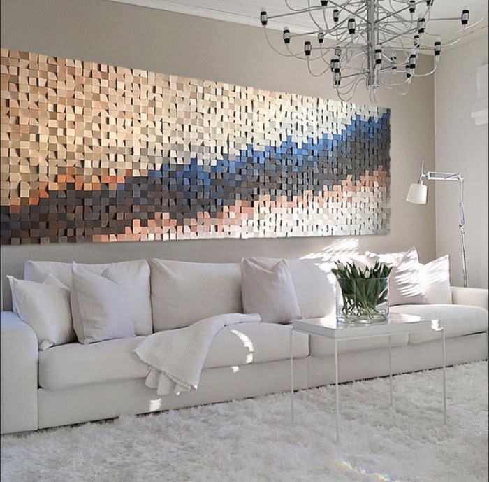 Decor for large living room wall