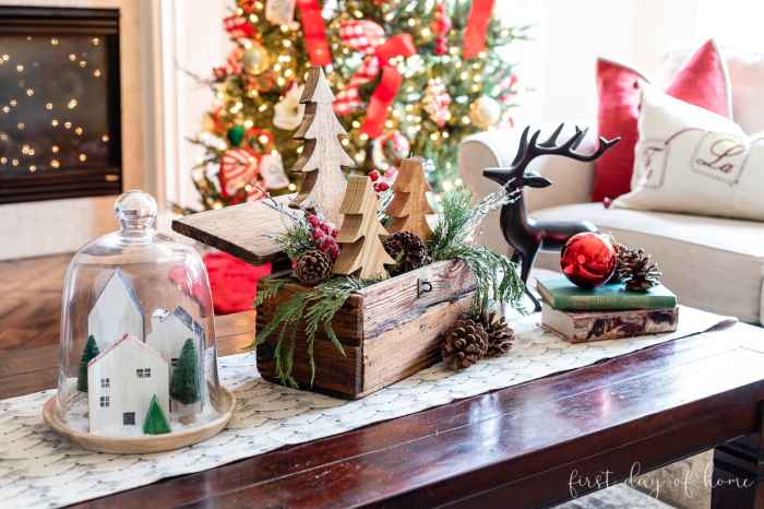 Living room coffee table christmas decor