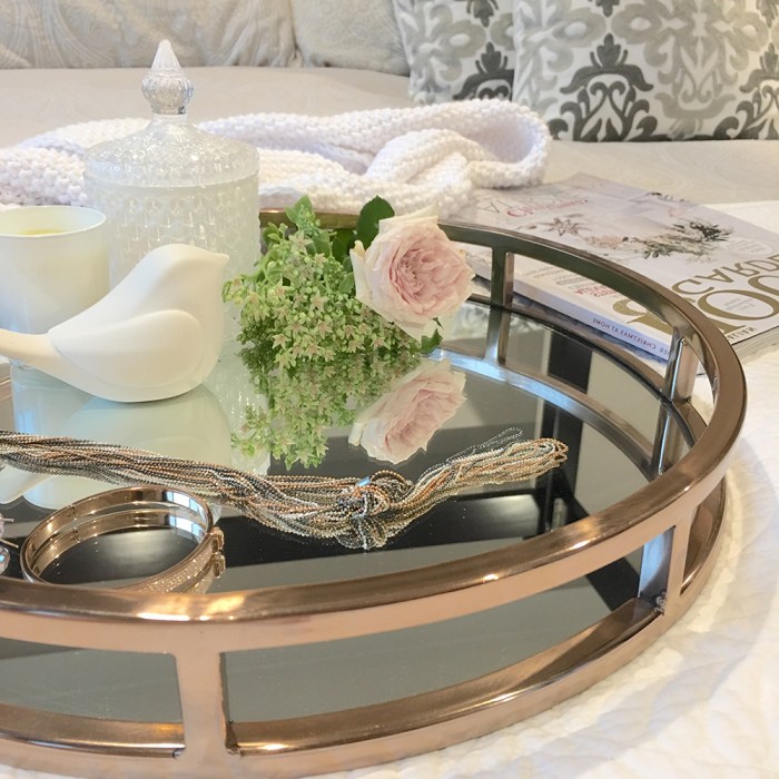 Farmhouse coffee table tray decor