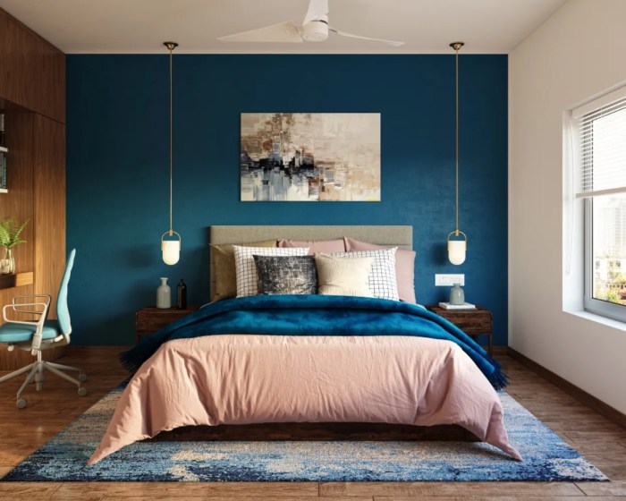 Bedroom decor blue walls